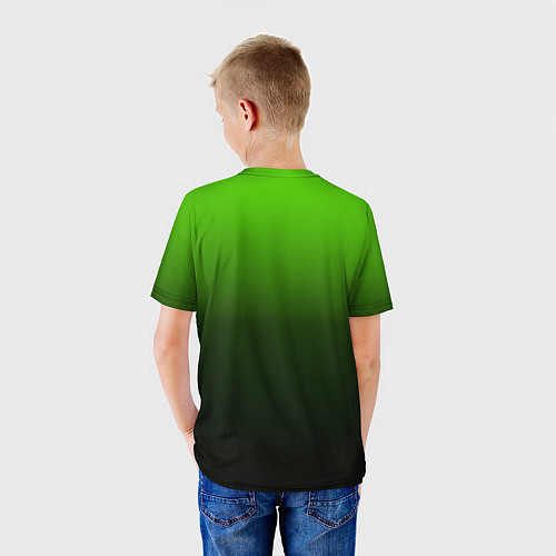 Детская футболка Градиент ядовитый зеленый - черный / 3D-принт – фото 4