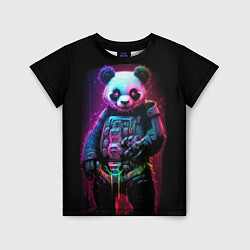 Детская футболка Киберпанк панда во весь рост