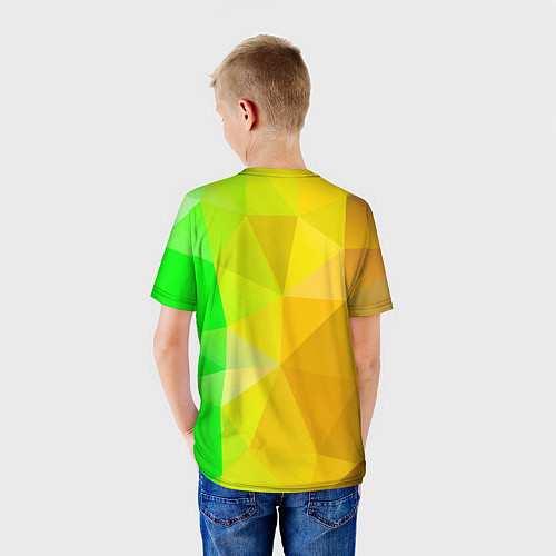Детская футболка Жёлто-зелёная геометрия / 3D-принт – фото 4