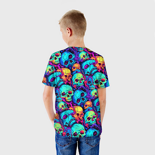Детская футболка Яркие кислотные черепа / 3D-принт – фото 4