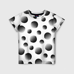Детская футболка Черные полосатые шары на белом