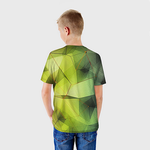 Детская футболка Зеленая текстура объемная / 3D-принт – фото 4