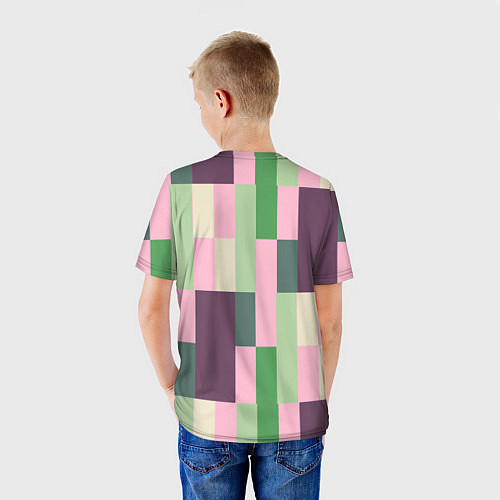 Детская футболка Прямоугольный блочный паттерн / 3D-принт – фото 4