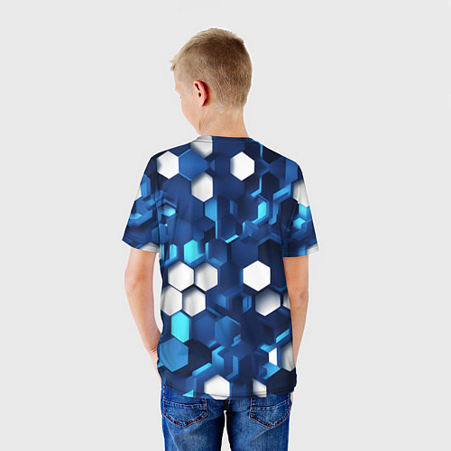 Детская футболка Cyber hexagon Blue / 3D-принт – фото 4