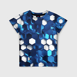 Футболка детская Cyber hexagon Blue, цвет: 3D-принт