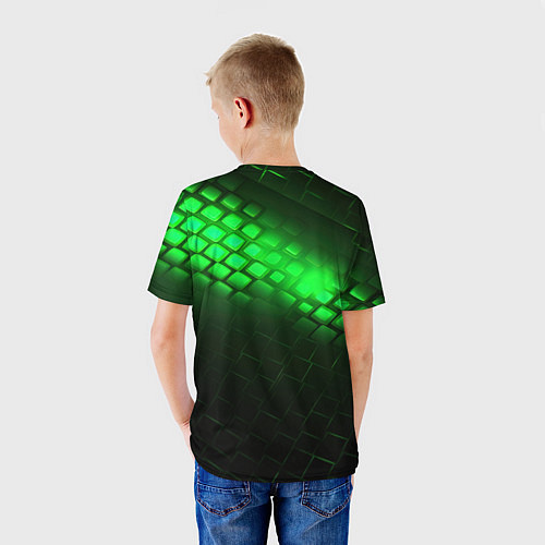 Детская футболка Неоновые зеленые пластины / 3D-принт – фото 4