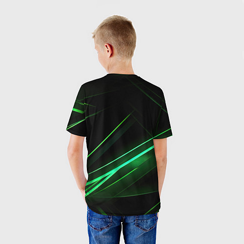 Детская футболка Green lines black backgrouns / 3D-принт – фото 4