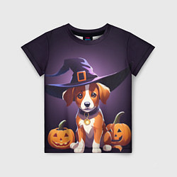 Детская футболка Песик и две тыквы на Хэллоуин