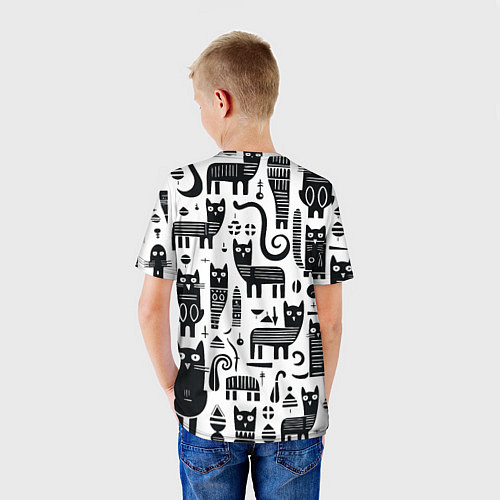 Детская футболка Кошки абстрактный узор / 3D-принт – фото 4