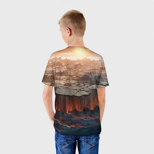 Детская футболка Разлом земли и лавовой поверхности / 3D-принт – фото 4