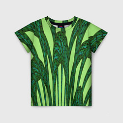 Детская футболка Зеленый растительный мотив