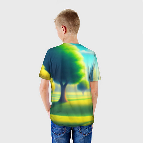 Детская футболка Роблокс пейзаж / 3D-принт – фото 4