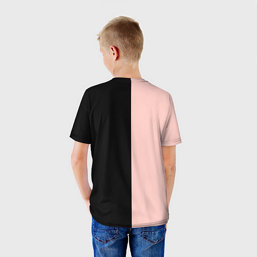 Детская футболка Барби - сплит нежно-персикового и черного / 3D-принт – фото 4