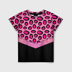 Детская футболка Розовый леопард и блестки принт