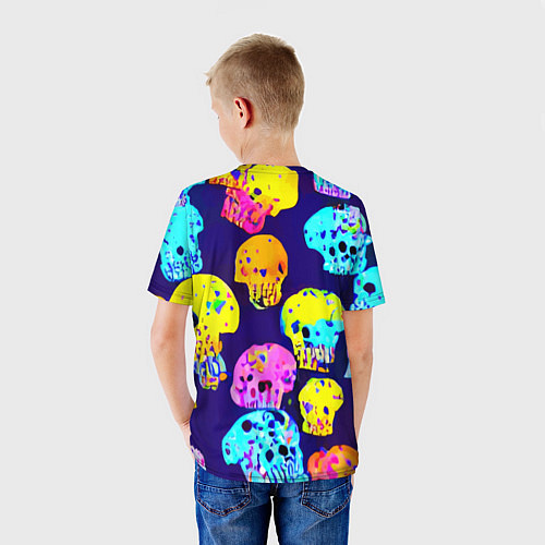 Детская футболка Паттерн из черепов - поп-арт - иллюзия / 3D-принт – фото 4