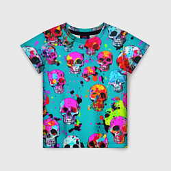 Детская футболка Паттерн из ярких черепов - поп-арт - мода