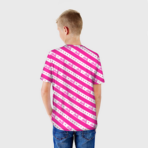 Детская футболка Барби и розовые полосы / 3D-принт – фото 4