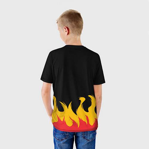 Детская футболка Кот рокер - огонь / 3D-принт – фото 4