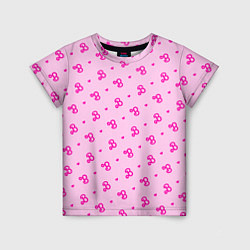 Детская футболка Розовый паттерн - Барби и сердечки
