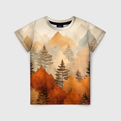Детская футболка Осенний лес в оранжевых тонах