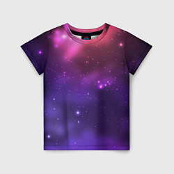 Детская футболка Разноцветный космос - неоновое свечение