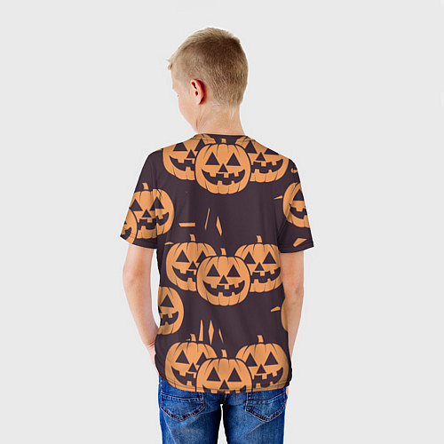 Детская футболка Фонарь джек в грандж стиле halloween тыква cartoon / 3D-принт – фото 4