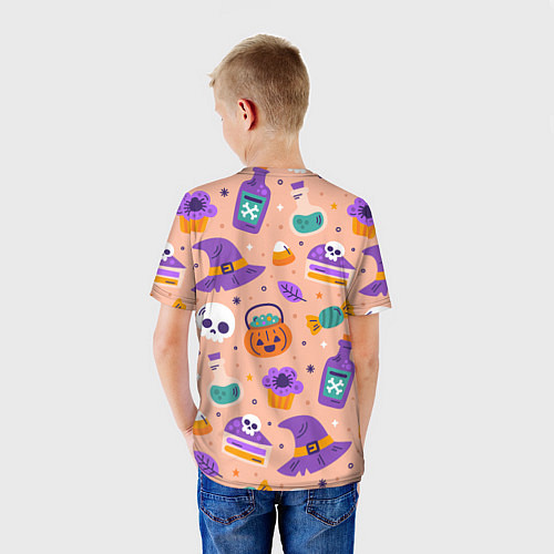 Детская футболка Halloween skulls pattern / 3D-принт – фото 4