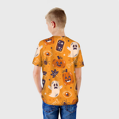 Детская футболка Хэллоуин - тыквы и приведенья / 3D-принт – фото 4