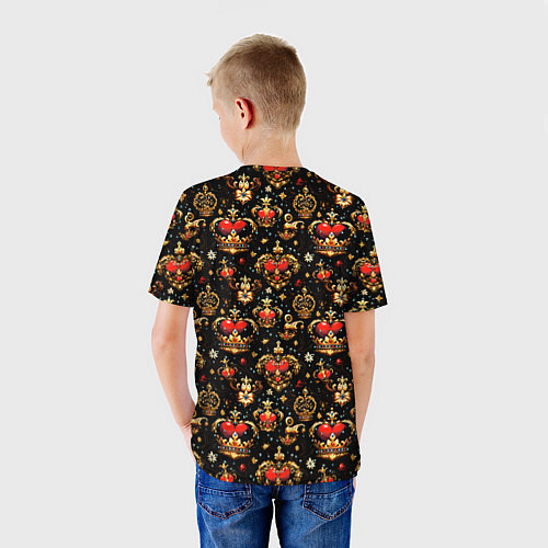 Детская футболка Сердечки в золотых коронах / 3D-принт – фото 4