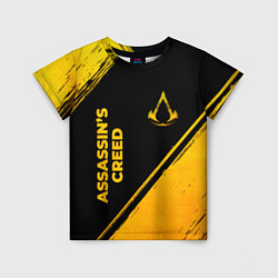 Детская футболка Assassins Creed - gold gradient: надпись, символ