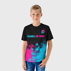 Футболка детская Gears of War - neon gradient: символ сверху, цвет: 3D-принт — фото 2