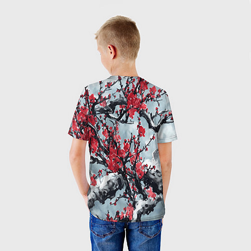 Детская футболка Лепестки цветущей вишни - сакура / 3D-принт – фото 4