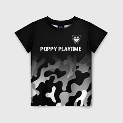Детская футболка Poppy Playtime glitch на темном фоне: символ сверх
