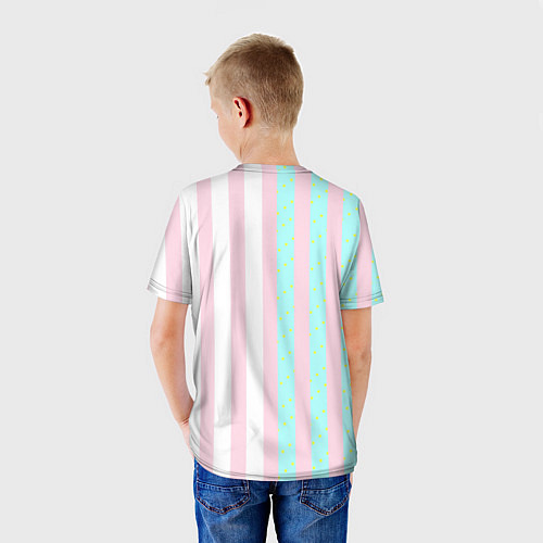 Детская футболка Кен плюс Барби: сплит розовых и голубых полосок / 3D-принт – фото 4