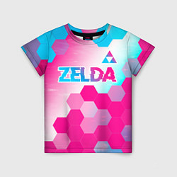 Детская футболка Zelda neon gradient style: символ сверху