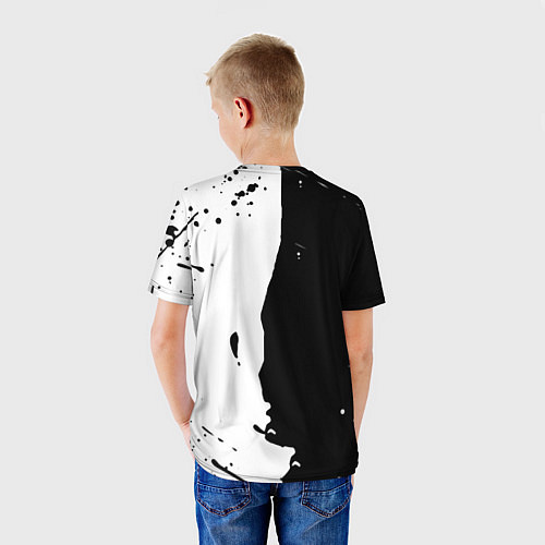Детская футболка Ссср знак качества - краски брызг чёрно-белых / 3D-принт – фото 4