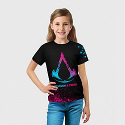 Футболка детская Assassins Creed - neon gradient, цвет: 3D-принт — фото 2