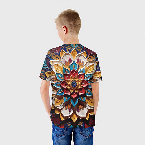 Детская футболка Цветок масляные краски / 3D-принт – фото 4