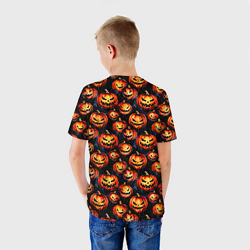 Детская футболка Весёлые тыквы на Хеллоуин паттерн / 3D-принт – фото 4