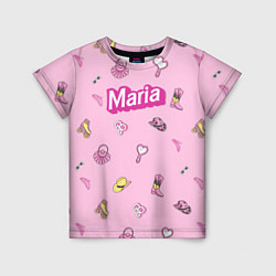 Детская футболка Имя Мария в стиле барби - розовый паттерн аксессуа