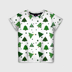 Детская футболка Узор с зелеными елочками