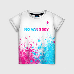 Детская футболка No Mans Sky neon gradient style: символ сверху