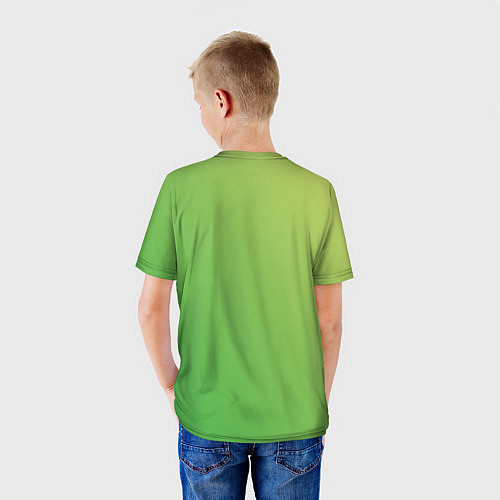 Детская футболка Градиент - зеленый лайм / 3D-принт – фото 4