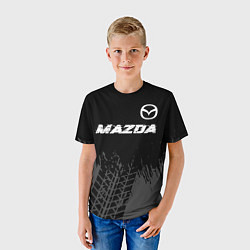 Футболка детская Mazda speed на темном фоне со следами шин: символ, цвет: 3D-принт — фото 2