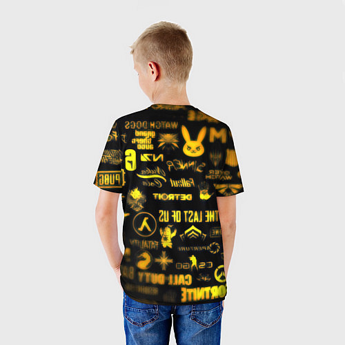 Детская футболка Doom золотые логотипы игр / 3D-принт – фото 4