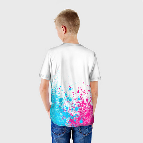 Детская футболка Sally Face neon gradient style: символ сверху / 3D-принт – фото 4
