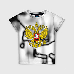 Детская футболка Герб РФ черно белый