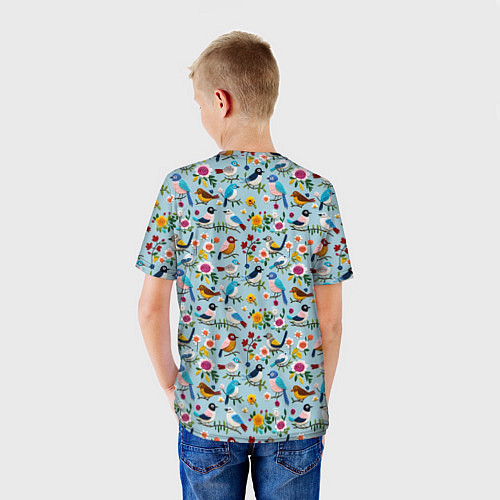 Детская футболка Вязаные птички паттерн / 3D-принт – фото 4