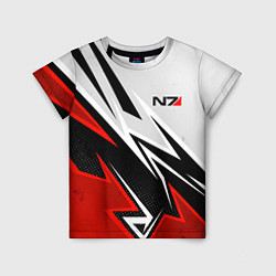 Детская футболка N7 mass effect - white and red