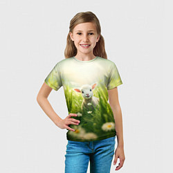 Футболка детская Овечка в траве, цвет: 3D-принт — фото 2